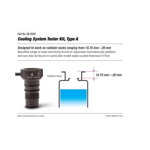 Motion Pro, cooling system test tool. Type A