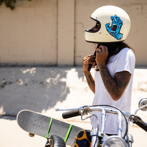 Biltwell Gringo Santa Cruz handmade helmet vintage white