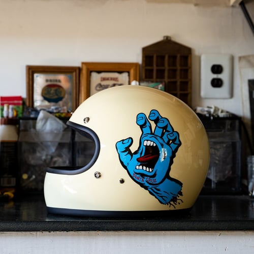 Biltwell Gringo Santa Cruz handmade helmet vintage white